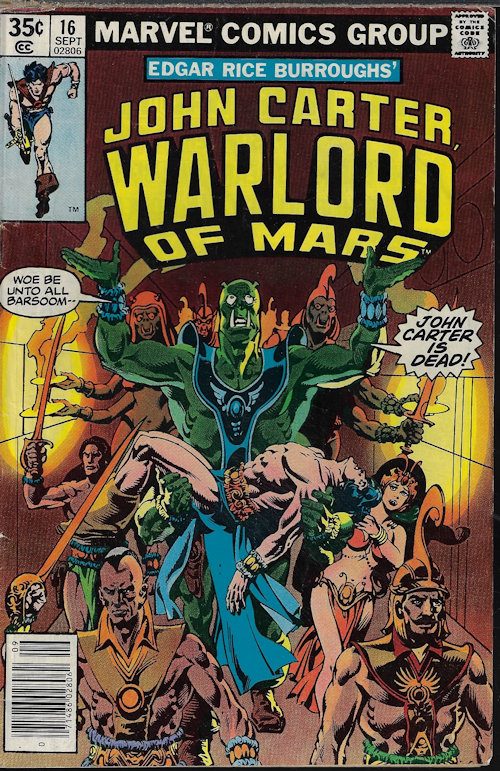 JOHN CARTER WARLORD OF MARS, EDGAR RICE BURROUGHS' - John Carter Warlord of Mars: Sept #16, 1978