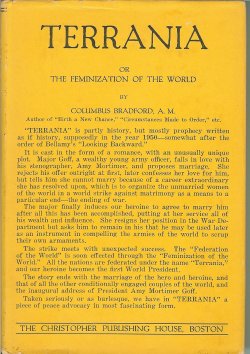 BRADFORD, COLUMBUS A. M. - Terrania, or, the Feminization of the World
