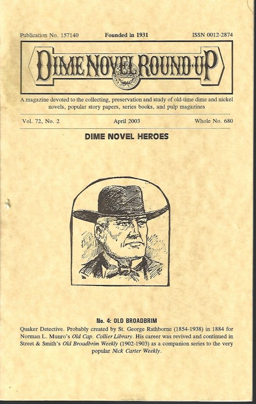 DIME NOVEL ROUND-UP (OLD BROADBRIM) - Dime Novel Round-Up: April 2003