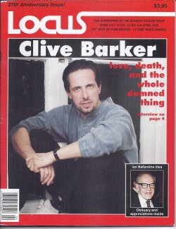 LOCUS (CLIVE BARKER) - Locus the Newspaper of the Science Fiction Field: #411, April, Apr. 1995