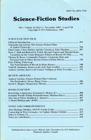 SCIENCE FICTION STUDIES - Science Fiction Studies #43; Nov. 1987