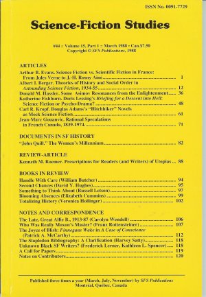 SCIENCE FICTION STUDIES (ARTHUR B. EVANS) - Science Fiction Studies #44; Mar. 1988