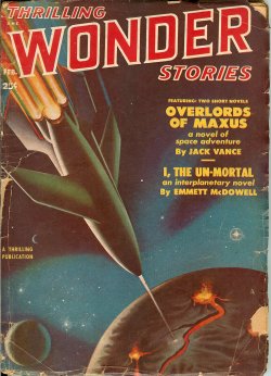 THRILLING WONDER (JACK VANCE; EMMETT MCDOWELL; RAYMOND Z. GALLUN; FREDRIC BROWN; MATT LEE; SAMUEL MINES; KENDELL FOSTER CROSSEN) - Thrilling Wonder Stories: February, Feb. 1951