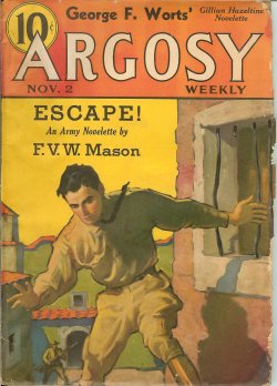 ARGOSY (EUSTACE L. ADAMS; ALLAN VAUGHAN ELSTON; BORDEN CHASE; H. BEDFORD-JONES; F. V. W. MASON; GEORGE F. WORTS; STOOKIE ALLEN; ANTHONY RUD) - Argosy Weekly: November, Nov. 2, 1935