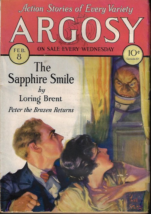 ARGOSY (RAY CUMMINGS; GEORGE F. WORTS; FRED MACISAAC; T. S. STRIBLING; G. B. LANCASTER; LORING BRENT; FRANK H. SHAW; MILAN ORLAND MYERS; THEODORE ROSCOE; VINCENT B. WILSON; MINNA IRVING; WYMAN SIDNEY SMITH) - Argosy: February, Feb. 8, 1930 (