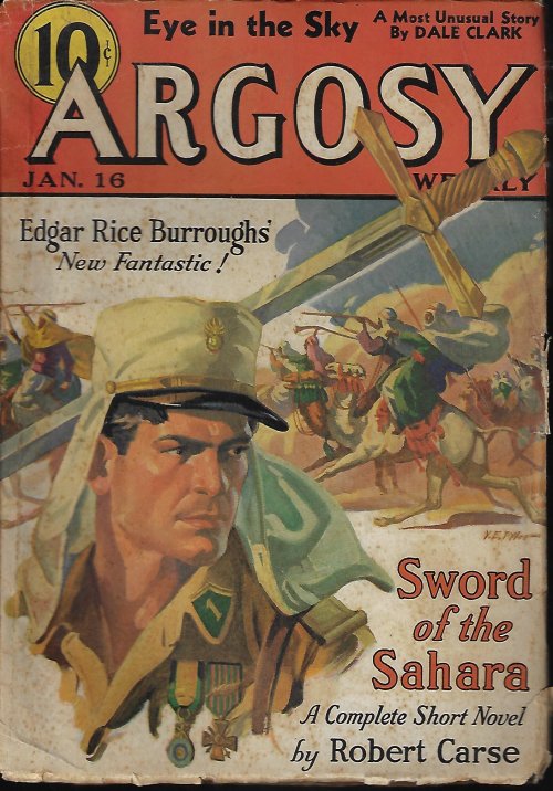 ARGOSY (ROBERT CARSE; EDGAR RICE BURROUGHS; ALEXANDER KEY; HENRY F. CHURCH; GEORGE BRUCE; DALE CLARK; JOHNSTON MCCULLEY; ALBERT DAVID MARX; JOHN ST. JOHN; WALTER KENNICOTT; CHARLES DORMAN) - Argosy Weekly: January, Jan. 16, 1937 (