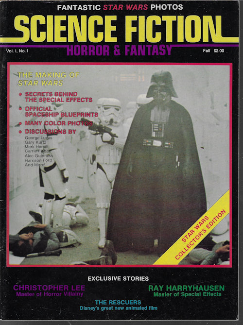 SCIENCE FICTION, HORROR & FANTASY MAGAZINE (CHRISTOPHER LEE; RAY HARRYHAUSEN) - Science Fiction, Horror & Fantasy Magazine: #1; Fall 1977 (Star Wars; the Rescuers)