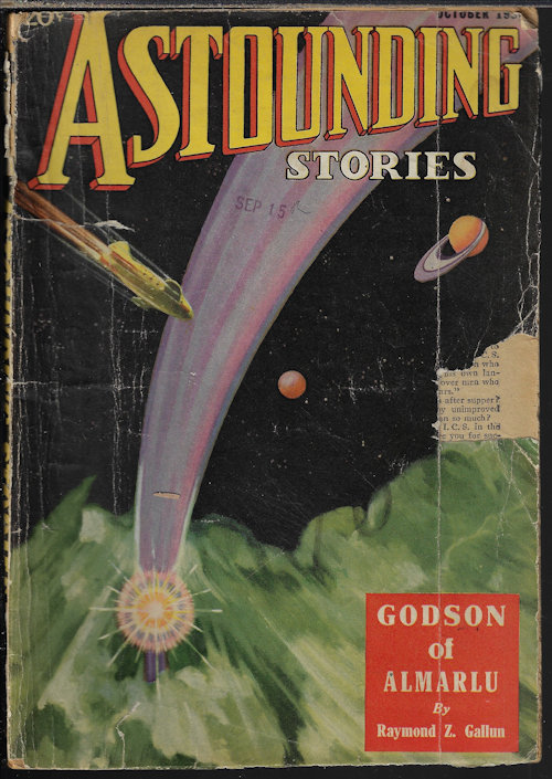 ASTOUNDING (RAYMOND Z. GALLUN; DOUGLAS DREW; ARTHUR PURCELL; EANDO BINDER; NAT SCHACHNER; DONALD WANDREI; CLIFTON B. KRUSE; MURRAY LEINSTER; JOHN W. CAMPBELL, JR.) - Astounding Stories: October, Oct. 1936