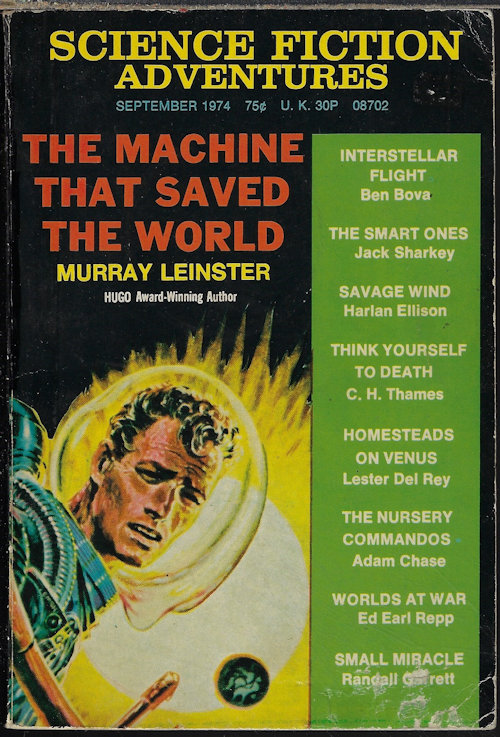 SCIENCE FICTION ADVENTURES (MURRAY LEINSTER; BEN BOVA; JACK SHARKEY; HARLAN ELLISON; C. H. THAMES; LESTER DEL REY; ADAM CHASE; ED EARL REPP; RANDALL GARRETT) - Science Fiction Adventures: September, Sept. 1974
