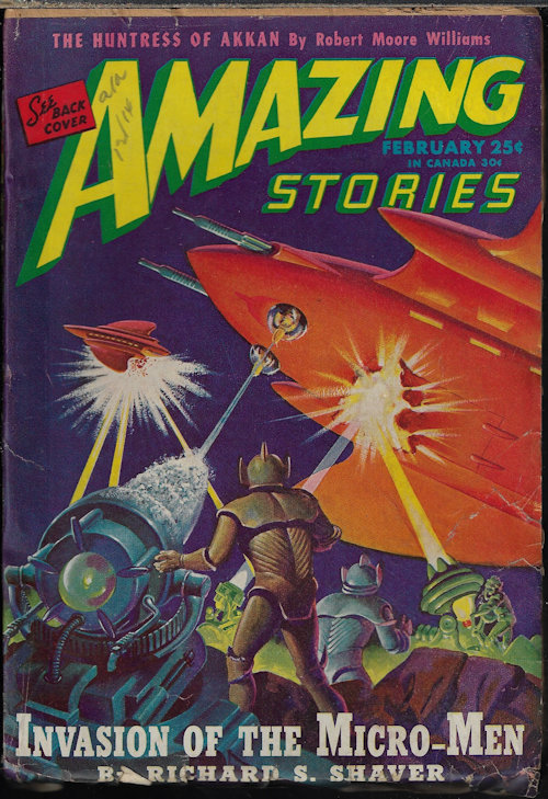 AMAZING (RICHARD SHAVER; LEROY YERXA; ROBERT MOORE WILLIAMS; HENRY HASSE & RAY BRADBURY; FRANCES M. DEEGAN; CHESTER S. GEIER) - Amazing Stories: February, Feb. 1946