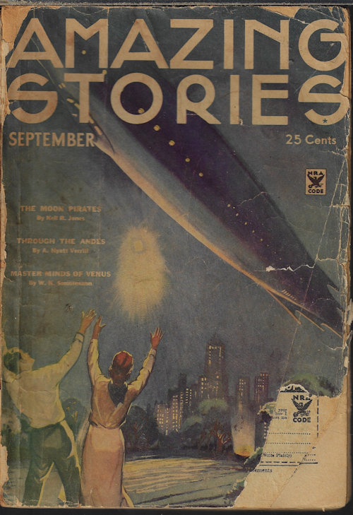 AMAZING (NEIL R. JONES; A. HYATT VERRILL; CLARK ASHTON SMITH; WILLIAM K. SONNEMANN; MILTON KALETSKY; HARL VINCENT; DONALD MATHESON) - Amazing Stories: September, Sept. 1934