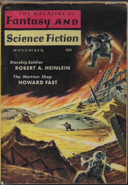 F&SF (HOWARD FAST; G. C. EDMONDSON; WILL WORTHINGTON; JULES VERNE; WADE MILLER; ROBERT A. HEINLEIN; ANTHONY BRODE; DAMON KNIGHT; ISAAC ASIMOV; GRENDEL BRIARTON - AKA R. BRETNOR; JAMES BLISH; JOHN COLLIER) - The Magazine of Fantasy and Science Fiction (F&Sf): November, Nov. 1959 (