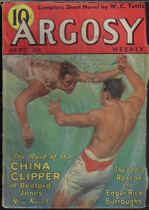 ARGOSY (H. BEDFORD-JONES; W. C. TUTTLE; EDGAR RICE BURROUGHS; DALE CLARK; STOOKIE ALLEN; EDWARD GREEN; L. G. BLOCHMAN; D. AND R. BROWN; OSCAR O'KEEFE; HAROLD LEDBETTER; J. WENTWORTH TILDEN) - Argosy Weekly: September, Sept. 26, 1936 (