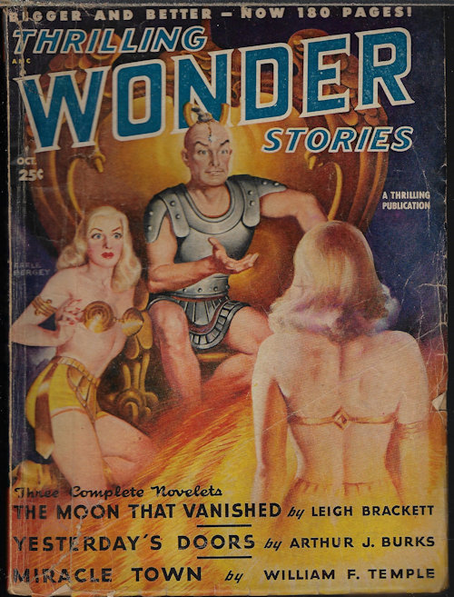 THRILLING WONDER (LEIGH BRACKETT; ARTHUR J. BURKS; WILLIAM F. TEMPLE; JOHN D. MACDONALD; FRANK BELKNAP LONG; JOE GIBSON; RAY BRADBURY; GEORGE O. SMITH; BENJ. MILLER; JOHN S. CARROLL; NOEL LOOMIS; DONALD LAVERTY; BRETT STERLING) - Thrilling Wonder Stories: October, Oct. 1948