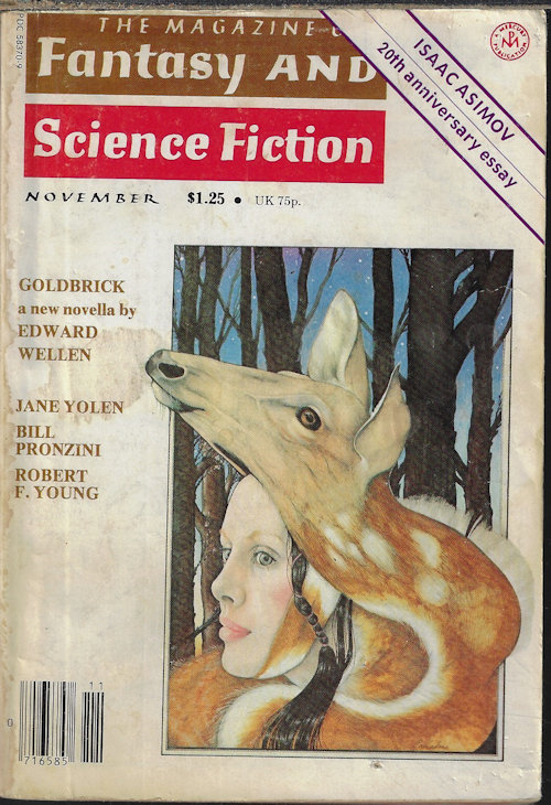F&SF (EDWARD WELLEN; M. MENDELSOHN; JANE YOLEN; ROBERT F. YOUNG; BILL PRONZINI; CHARLES V. DE VET; SHINICHI HOSHI) - The Magazine of Fantasy and Science Fiction (F&Sf): November, Nov. 1978