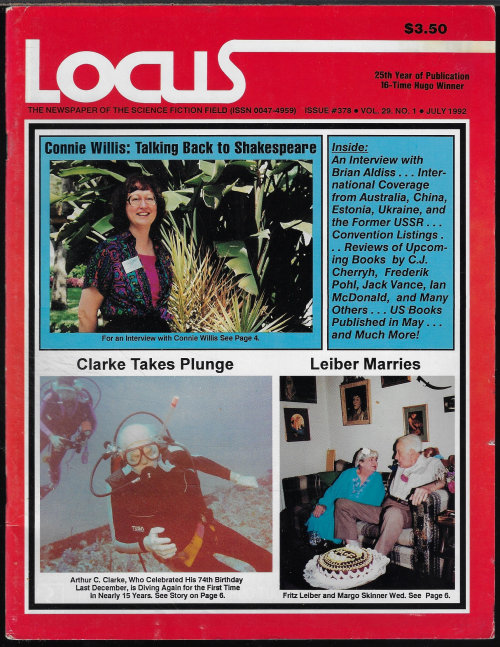 LOCUS - Locus the Newspaper of the Science Fiction Field: #378, July 1992