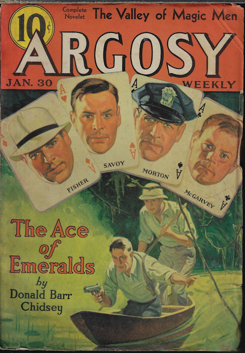 ARGOSY (DONALD BARR CHIDSEY; FRANK RICHARDSON PIERCE; RICHARD WORMSER; BENNETT FOSTER; FREDERICK C. PAINTON; STOOKIE ALLEN; HENRY F. CHURCH; H. H. MATTESON; EDGAR RICE BURROUGHS; THOMAS W. DUNCAN; GORDON MACCREAGH) - Argosy Weekly: January, Jan. 30, 1937 (