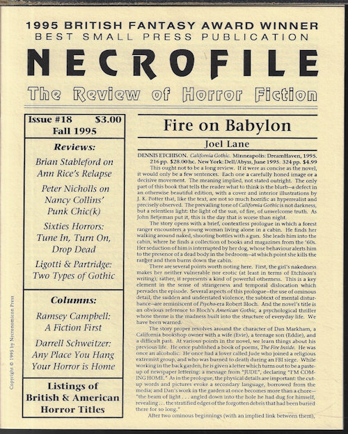 NECROFILE - Necrofile; the Review of Horror Fiction: No. 18, Fall 1995
