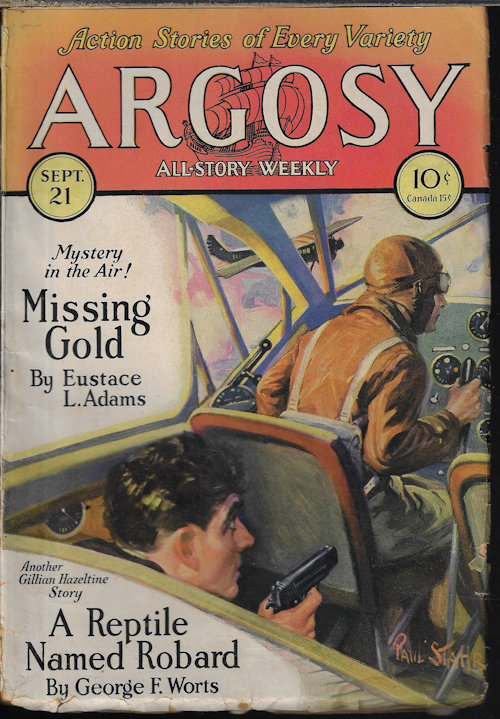 ARGOSY (GEORGE F. WORTS; RAY CUMMINGS; KENNETH PERKINS; FRED MACISAAC; EUSTACE L. ADAMS; CLYDE BRION DAVIS; MILAN O. MYERS; BERTRAND L. SHURTLEFF) - Argosy All-Story Weekly: September, Sept. 21, 1929 (