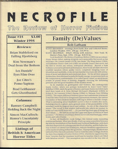 NECROFILE - Necrofile; the Review of Horror Fiction: No. 15, Winter 1995