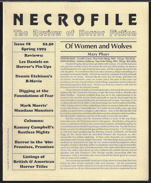 NECROFILE - Necrofile; the Review of Horror Fiction: No. 8, Spring 1993