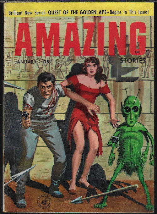 AMAZING (IVAR JORGENSEN AND ADAM CHASE - AKA PAUL FAIRMAN & MILTON CHASE; HARLAN ELLISON; O. H. LESLIE - AKA HENRY SLESAR; HENRY SLESAR; E. K. JARVIS - AKA ROBERT BLOCH) - Amazing Stories: January, Jan. 1957