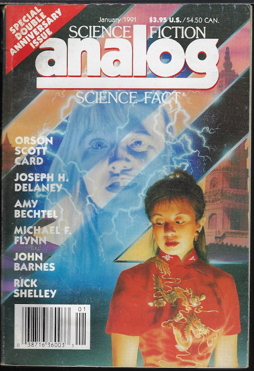 ANALOG (ORSON SCOTT CARD; JOHN BARNES; RICK SHELLEY; AMY BECHTEL; GREY ROLLINS; JOSEPH H. DELANEY; MARTIN J. FOGG; MAYA KAATHRYN BOHNHOFF; MICHAEL F. FLYNN; HARRY TURTLEDOVE; BRIAN C. COAD) - Analog Science Fiction/ Science Fact: January, Jan. 1991