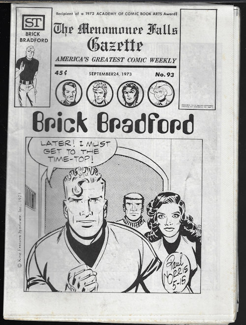 MENOMONEE FALLS GAZETTE - The Menomonee Falls Gazette #93, September, Sept. 24, 1973 (Flash Gordon, Brick Bradford, James Bond, Johnny Hazard, Rip Kirby, Modesty Blaise, Mandrake the Magician, Tarzan, the Phantom, More)