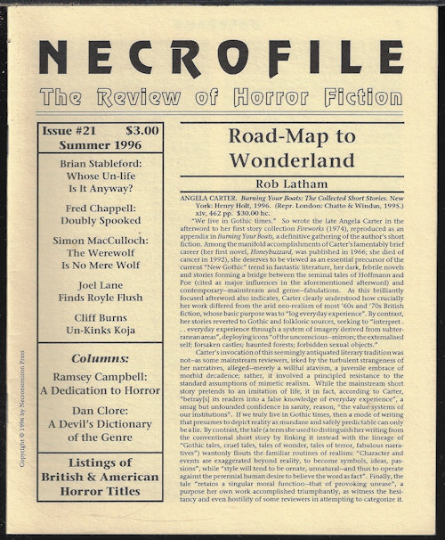 NECROFILE (ROB LATHAM; SIMON MACCULLOCH; RAMSEY CAMPBELL; MORE) - Necrofile; the Review of Horror Fiction: No. 21, Summer 1996